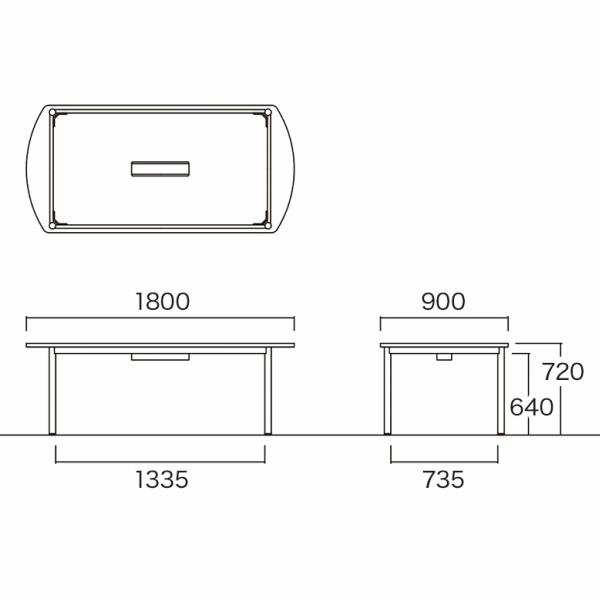 会議テーブル ボート型 幅1800×奥行900×高さ720mm ワイヤリングBOXタイプ WR-1890BW 4本脚 ミーティングテーブル エグゼクティブテーブル NISHIKI ニシキ工業_4