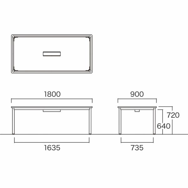 会議テーブル 長方形 幅1800×奥行900×高さ720mm ワイヤリングBOXタイプ WR-1890KW 4本脚 ミーティングテーブル エグゼクティブテーブル NISHIKI ニシキ工業_4