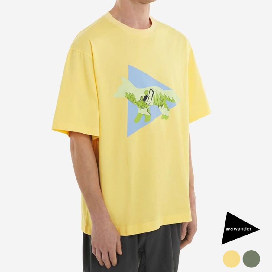 【希少コラボ】アンドワンダー×メゾンキツネ　キツネロゴオーバーサイズテックシャツ and wander（アンドワンダー） Tシャツ カットソー 半袖 メンズ