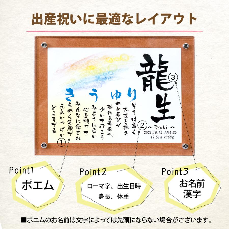 命名書 かわいい 出産祝い お七夜 名前メッセージ ポエムSSサイズ クリアフレーム オーダー 命名 ポエム 名入 命名紙 記念 赤ちゃん 男の子 女の子 名前詩 |  | 04