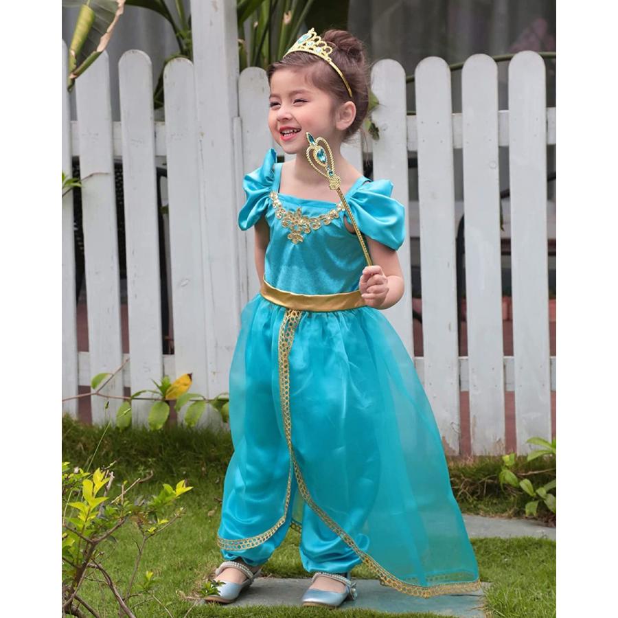 21夏 Axaxa ジャスミンコスチューム ジャスミンドレスキッズ アラジン衣装子供 ティアラなど 豪華7点セットprincess Jasmi