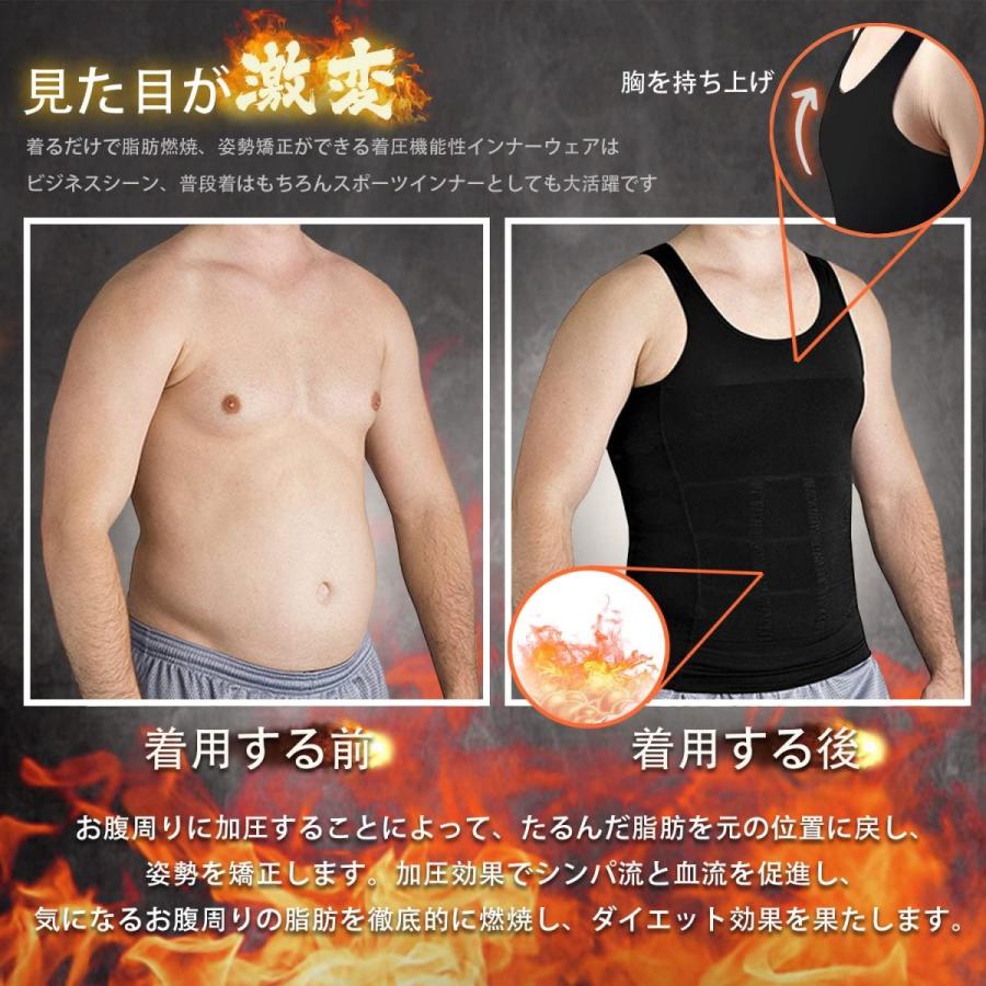高い素材 下着 靴下 部屋着 Sillictor 機能性 コンプレッション タンクトップ メンズ 加圧インナー 補正下着 姿勢矯正 ダイエット 着圧 Cjjsbx239wh Blk
