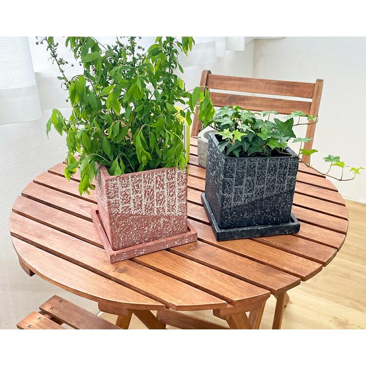 陶製 プランター レンガ調 ボーデン・スクエアポットL （レンガ調の