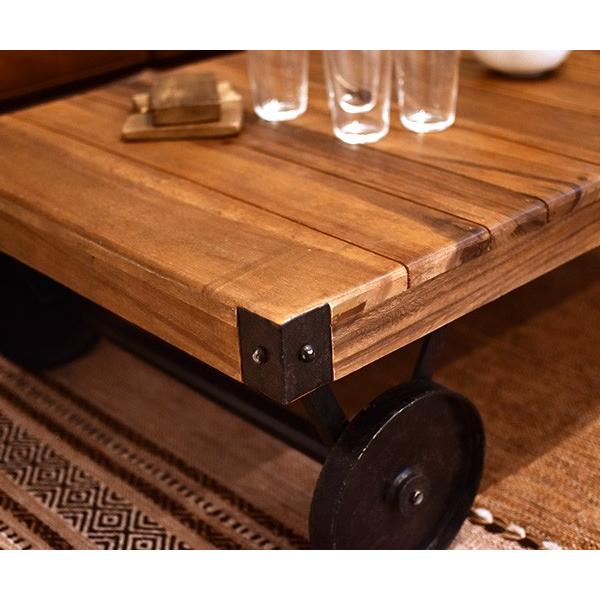 古い木製 センターテーブル トロリーテーブル インダストリアルテイスト トロリーテーブル センターテーブル ロー