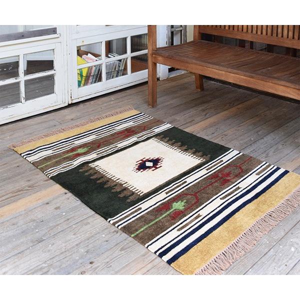 ラグマット キリム 90×130cm TTR105 折畳 4色 コットンラグ 北欧 夏用