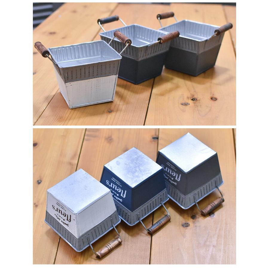 スクエア型 ブリキバケツ フロウ FLEU 3色 アンティーク風ガーデニング 収納ボックス |  | 06