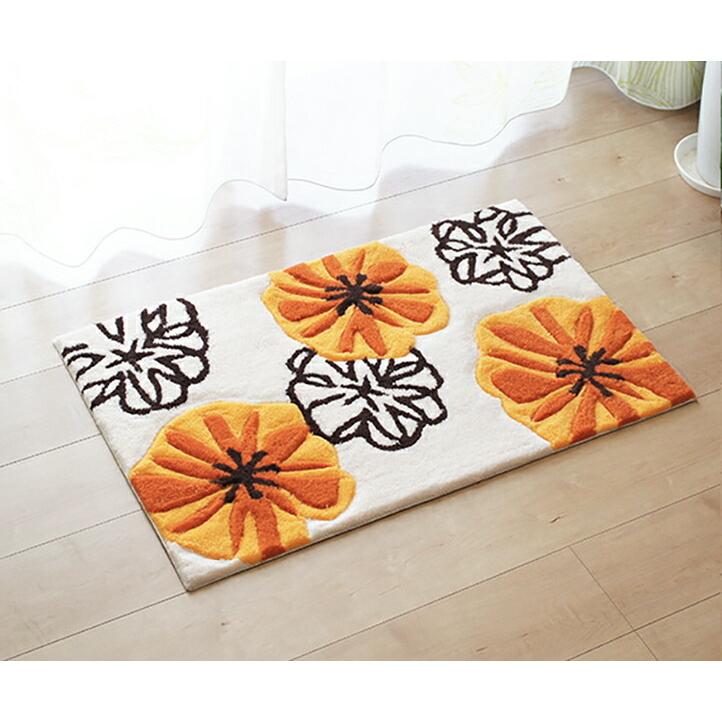 玄関マット 70 1cm マリア オレンジ 花柄 北欧 室内 風水 おしゃれ 色 北 かわいい 花 1cm Nb Mra 002 Soraciel 通販 Yahoo ショッピング