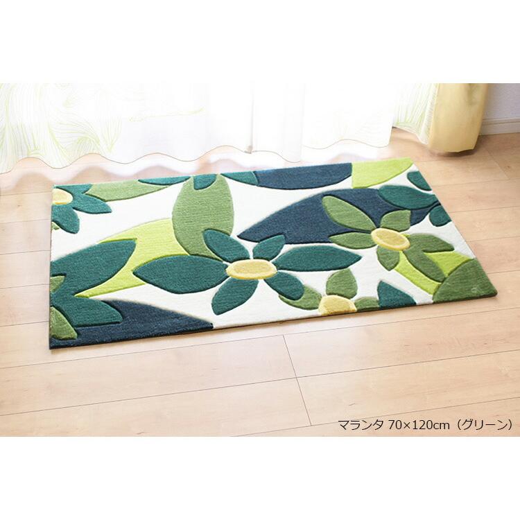 玄関マット 新品 約70х120cm 豪華 綺麗 グリーン 欧州柄 オシャレ