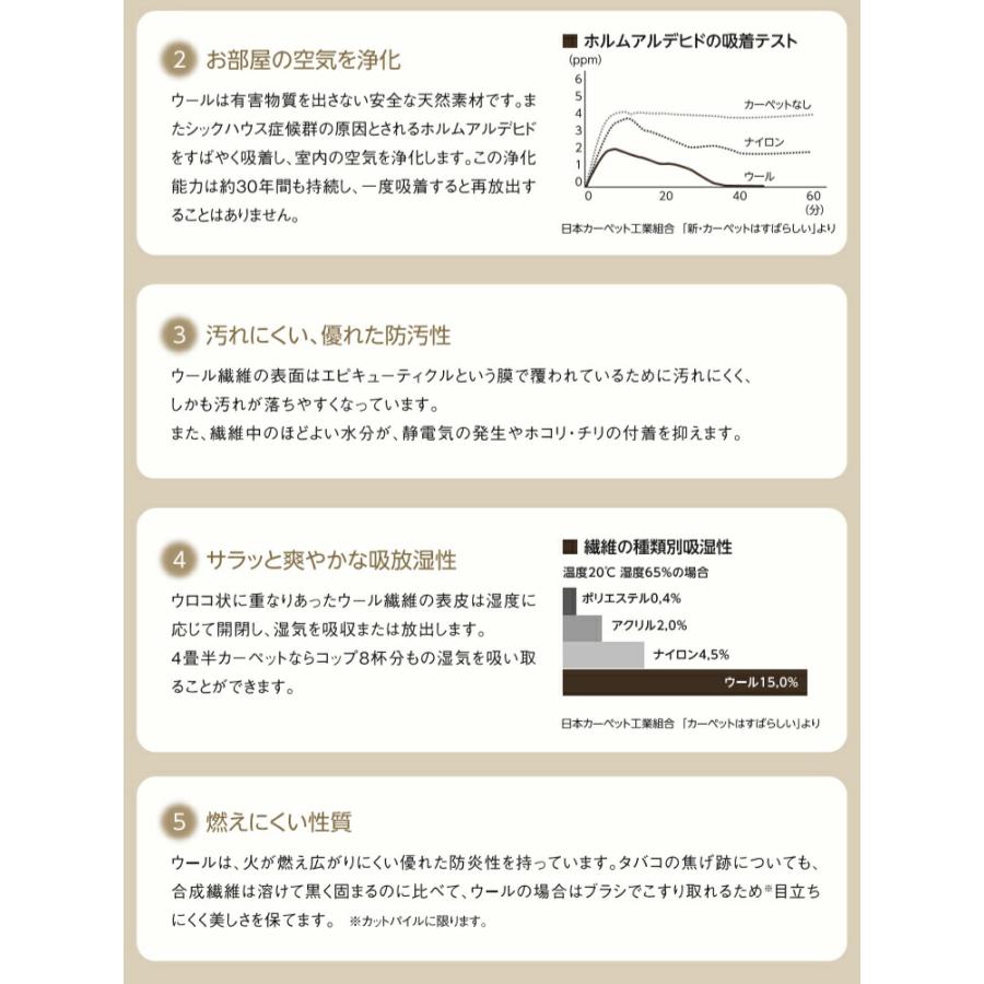 ウールカーペット アスメロディII （ヨコ）221〜240cm（タテ）281〜300cm メリノウール 遮音 ループパイル 寝室 ウール 防炎 防虫 遮音 防音 抗菌 防ダニ_4