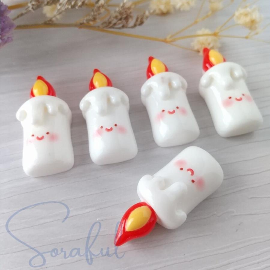 デコパーツ キャンドル ろうそく 貼り付けパーツ 5個 D-0097 : ソラ