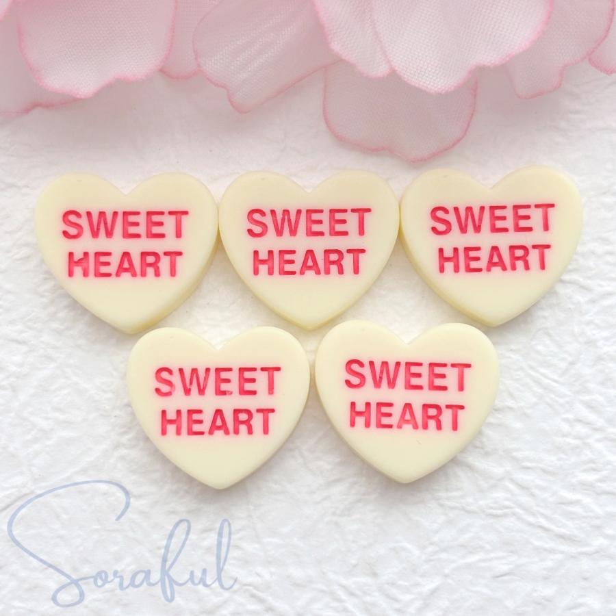 デコパーツ SWEET HEART ハート型文字プレート 貼り付けパーツ 5個 D