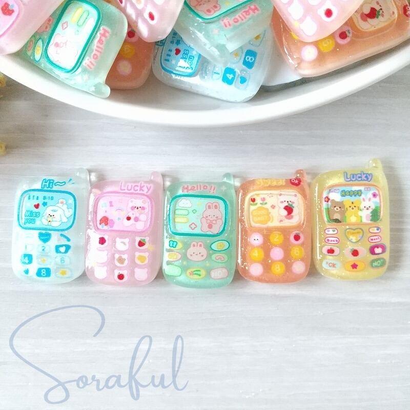 デコパーツ ガラケー クリアカラー 携帯 貼り付けパーツ 5個 D-0133