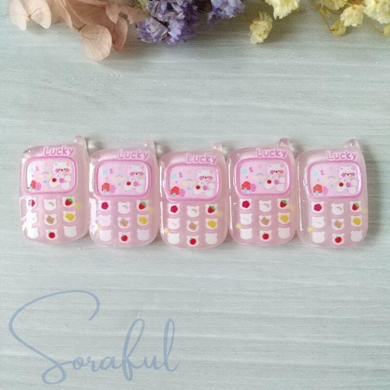 デコパーツ ガラケー クリアカラー 携帯 貼り付けパーツ 5個 D-0133