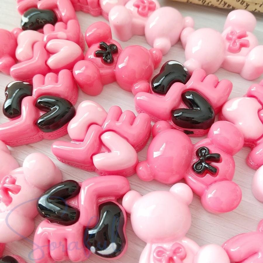 デコパーツ ピンクのベア&LOVE ティディベア ピンク ローズピンク