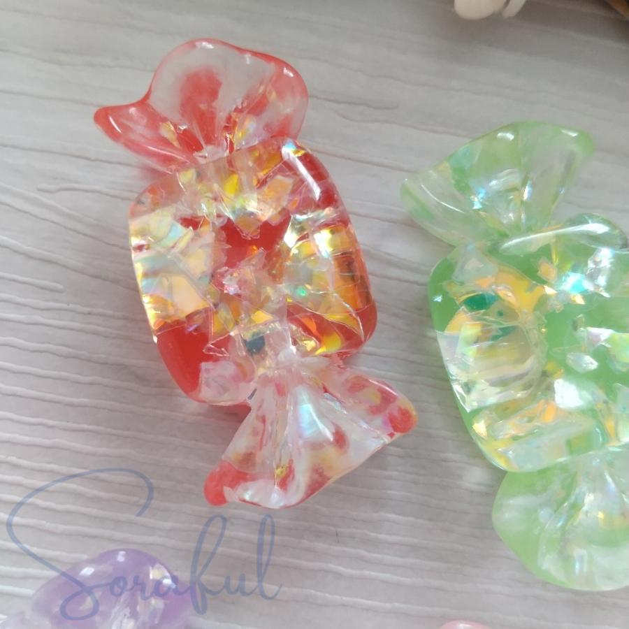 デコパーツ キラキラ ホロ クリアキャンディー 貼り付けパーツ 4個 D