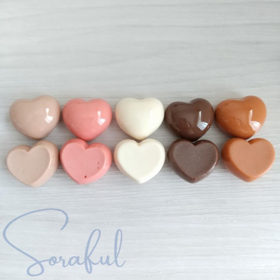 デコパーツ チョコレートカラーのぷるるんハート ツヤ 貼り付けパーツ