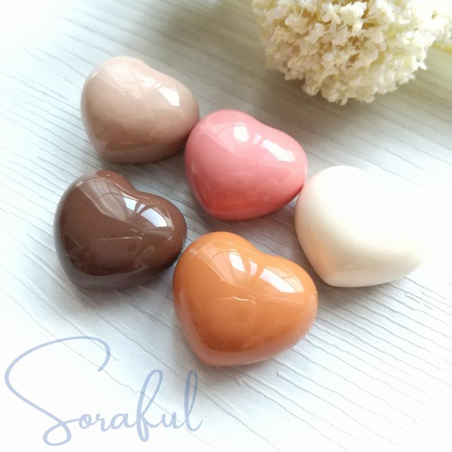 デコパーツ チョコレートカラーのぷるるんハート ツヤ 貼り付けパーツ