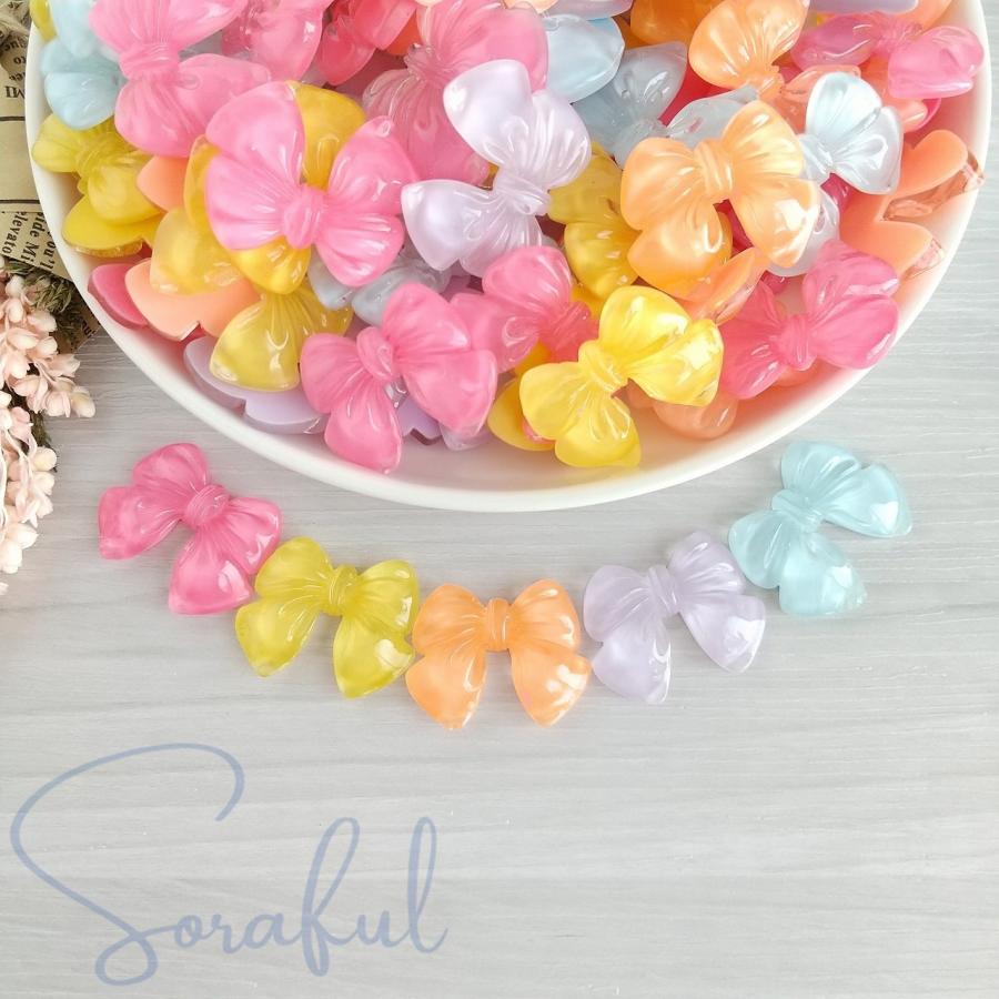 デコパーツ ちゅるるんリボン クリア 貼り付けパーツ 4個 D-0611-4