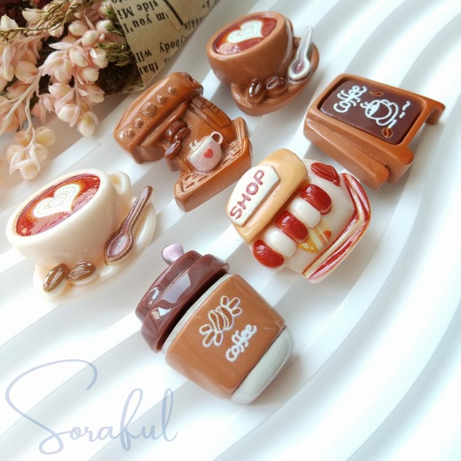 デコパーツ コーヒーショップ カフェ 貼り付けパーツ 6種セット D-0650