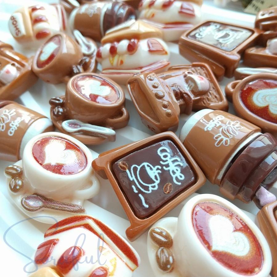 デコパーツ コーヒーショップ カフェ 貼り付けパーツ 6種セット D-0650