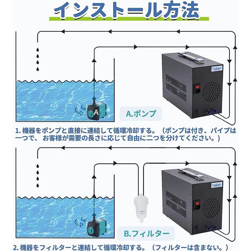 Poafamx 水槽クーラー 60L冷却だけ ペルチェ式 15-30℃調整可能 パイプ付き 循環ポンプ付き 日本語取り扱い説明書付き 連続作 水槽クーラー 60L冷却だけ ペルチェ式 パイプ付き 循環ポンプ付き 日本語取り扱い説明書付き 連続作