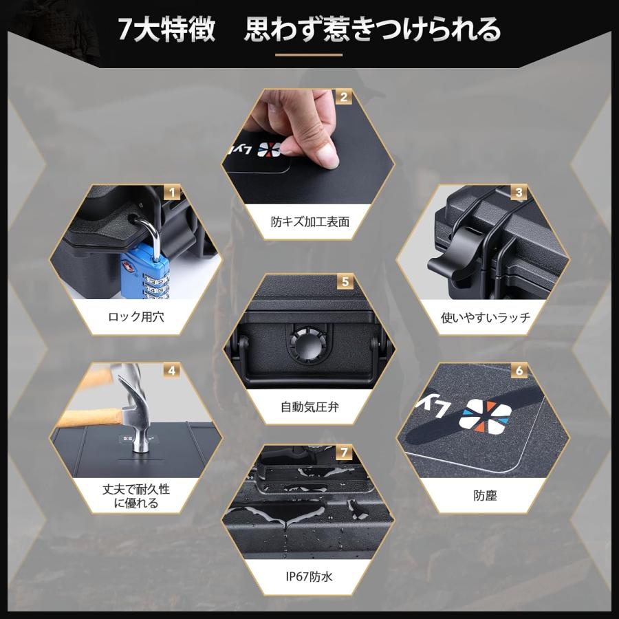 Lykus HC-2510 防水防塵 プロテクターケース 格子状カットスポンジ内蔵