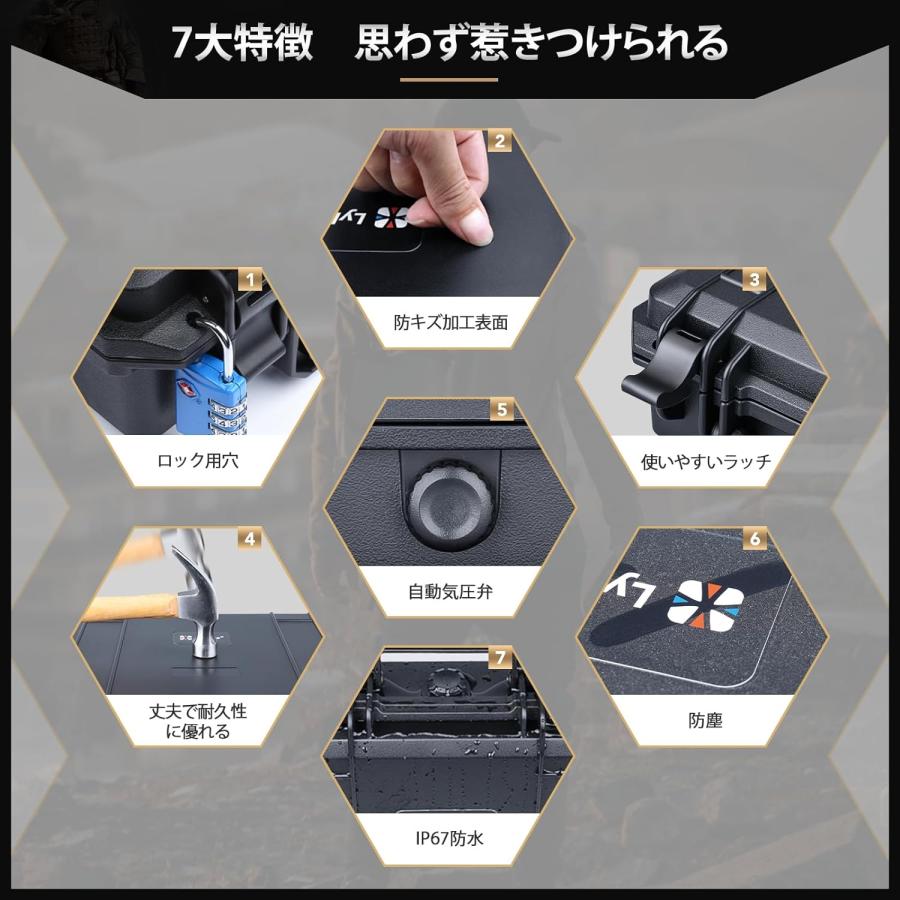 Lykus HC-2710 防水防塵 プロテクターケース 格子状カットスポンジ内蔵