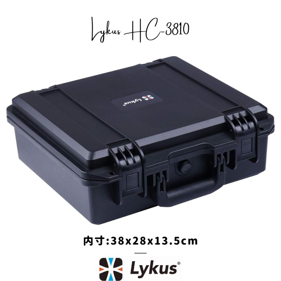 Lykus HC-3810 防水防塵プロテクターケース 格子状カットスポンジ内蔵 内寸:38x28x13.5cm ピストル ドローン カメラ レンズ タブレットに適用 SGS認証 IP67級｜sorakara