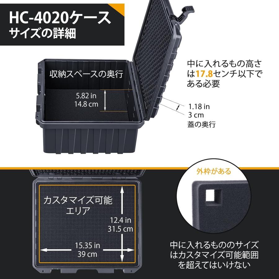 Lykus HC-4020 防水防塵 プロテクターケース 格子状カットスポンジ内蔵