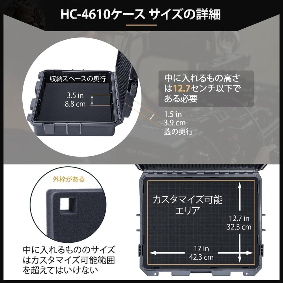 Lykus HC-4610 防水防塵 プロテクターケース 格子状カットスポンジ内蔵