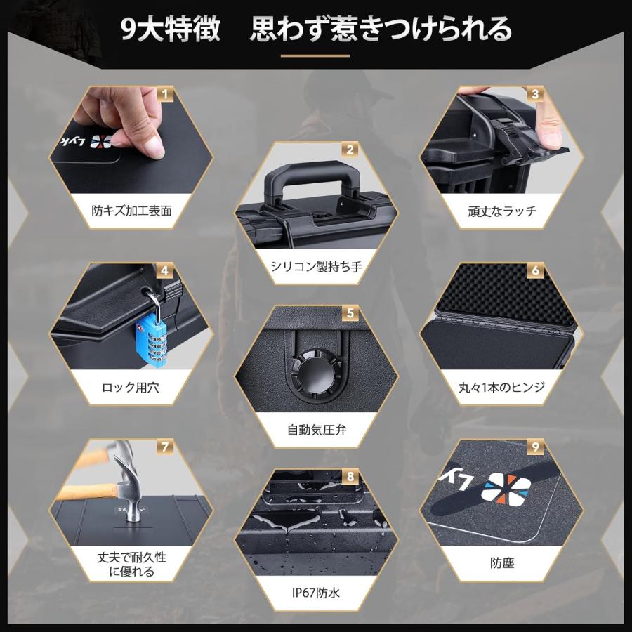 Lykus HC-4630 防水防塵 プロテクターケース 格子状カットスポンジ内蔵