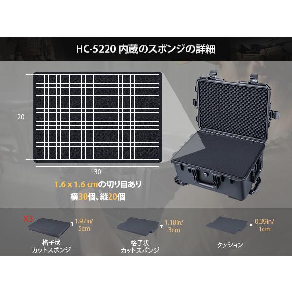 Lykus HC-5220 車輪付 防水防塵 プロテクターケース キャスター付 格子