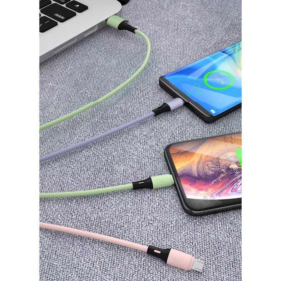 3IN1充電ケーブル TYPE-C充電ケーブル MicroUSB充電ケーブル LIGHTNING充電ケーブル iPhone充電対応 急速充電 断線防止 頑丈かつ柔軟性 高耐久ケーブル 1.2m｜sorakufebruary｜18