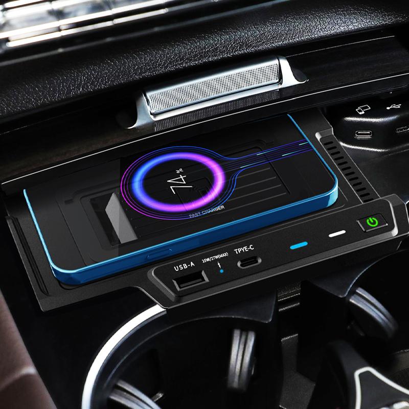 Car QI wireless charging charger for Mercedes Benz gle gls w176 gle350 gle450 phone charging board holder 2020 2021 2022