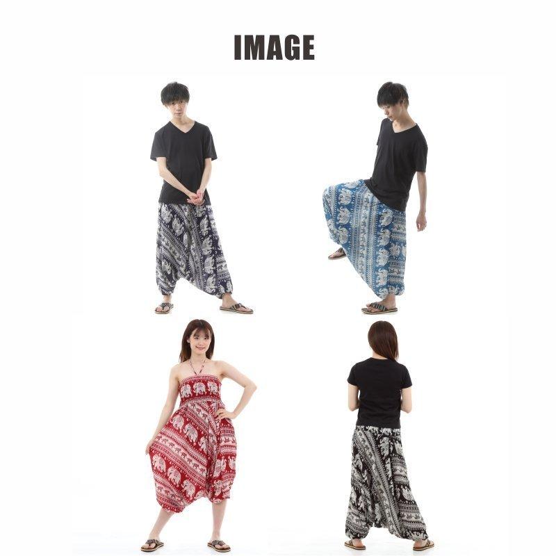 【新品】パンツスカート　タイパンツ　アラジンパンツ　男女兼用　ブラック アラジンパンツ タイパンツ 【シャーリング】 男女兼用 Q柄
