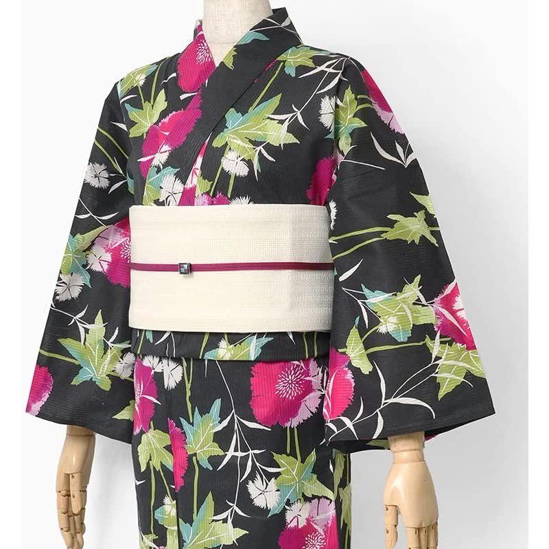dear-japan そしてゆめ 浴衣 綿 絽 なでしこ 赤 紫 緑 黒 花 レディース - 8