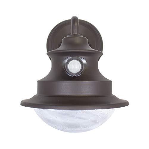 Gama　Sonic　Barn　Outdoor　Motion　LED　Sensor,　Fixture　with　Solar　Mount,　Gooseneck　Wall　Brown　(GS-122-PIR)　Finish　Light