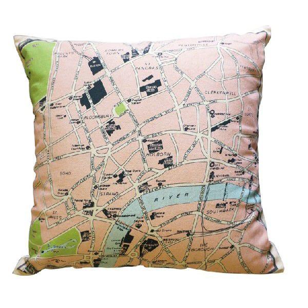 クッションカバー 45×45 地図柄 ロンドン アンティーク かわいい CCP-003MAP | 