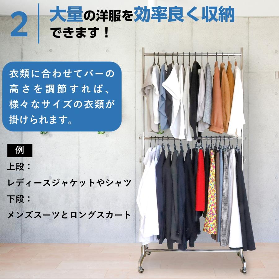 ハンガーラック オプション2段バー ストロンガー90専用 : アパレル什器