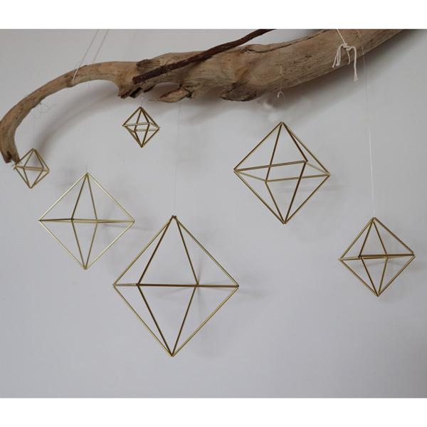 手作りキット・作り方付 真鍮ヒンメリ 正八面体(6サイズセット