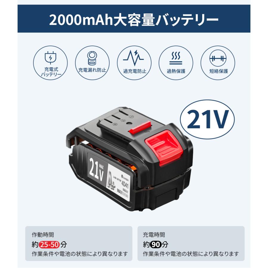 【バッテリー2個】チェーンソー 充電式 電動チェーンソー ハンディチェーンソー 6インチ 8インチ 21V ミニチェーンソー 小型 自動給油 女性 軽量 強力 家庭用 庭｜sorastore｜08