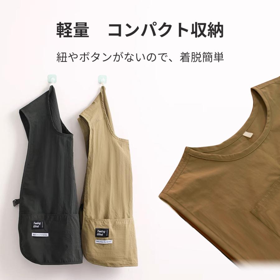 エプロン かぶるだけ おしゃれ カフェエプロン無地 大人 大きいサイズ