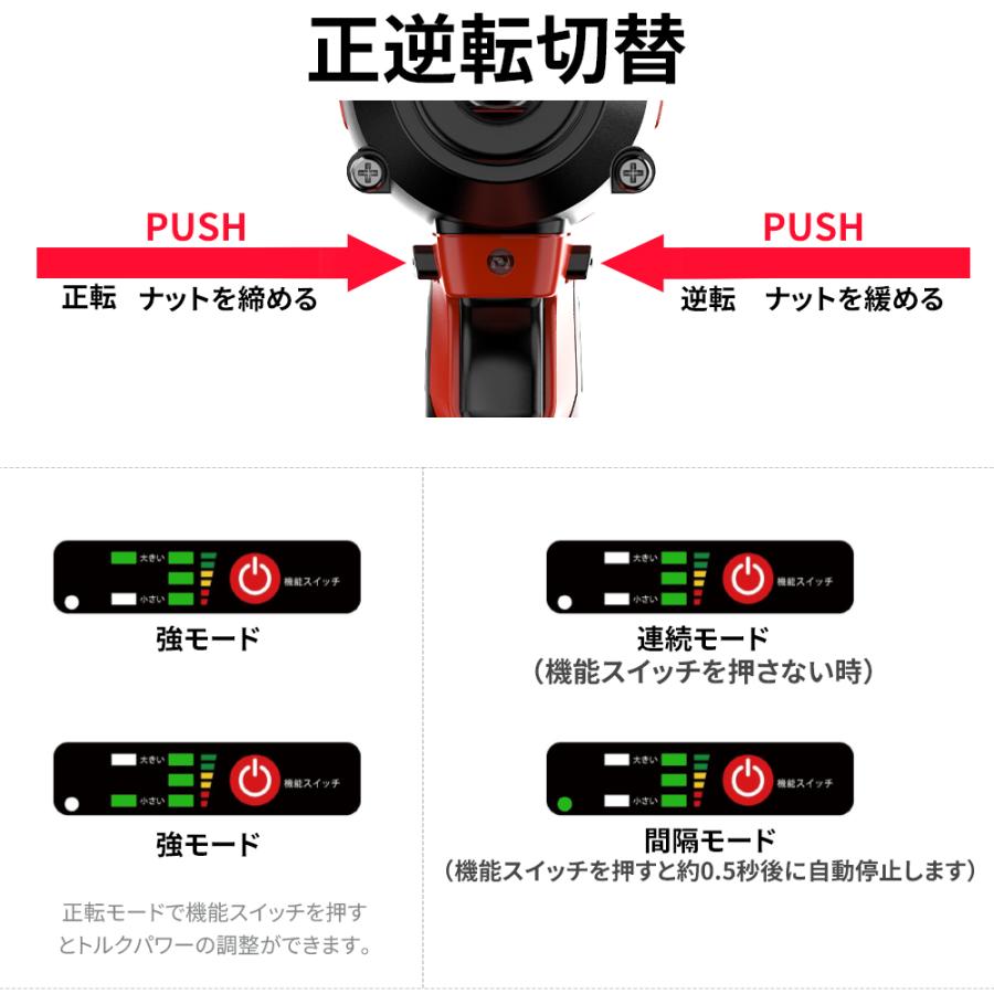 電動インパクトレンチ インパクトレンチ充電式 21V10段バッテリー 大