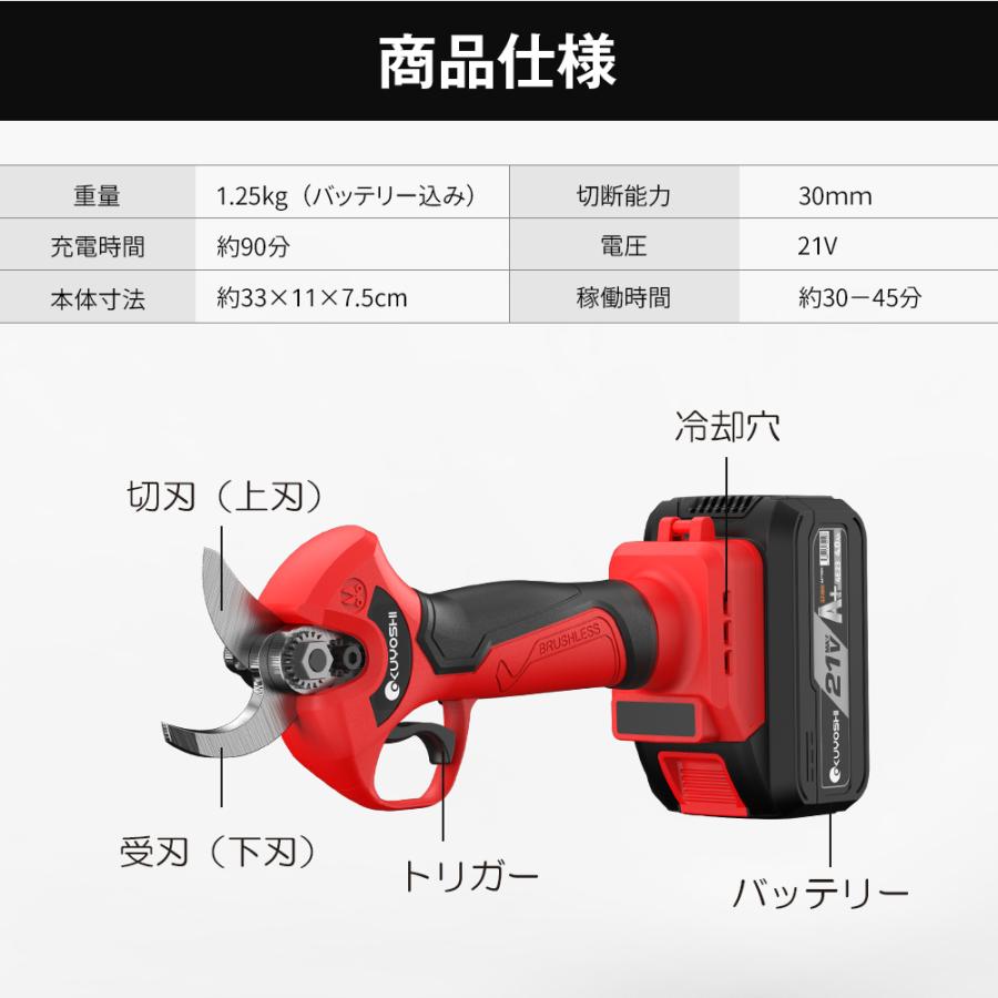 電動高枝切りバサミ⭐️充電式 剪定ばさみ 40mm対応 伸縮ポール付 剪定 軽量 正規品】 剪定ばさみ 電動 高枝切りバサミ 充電式 切断直径50mm 200cm