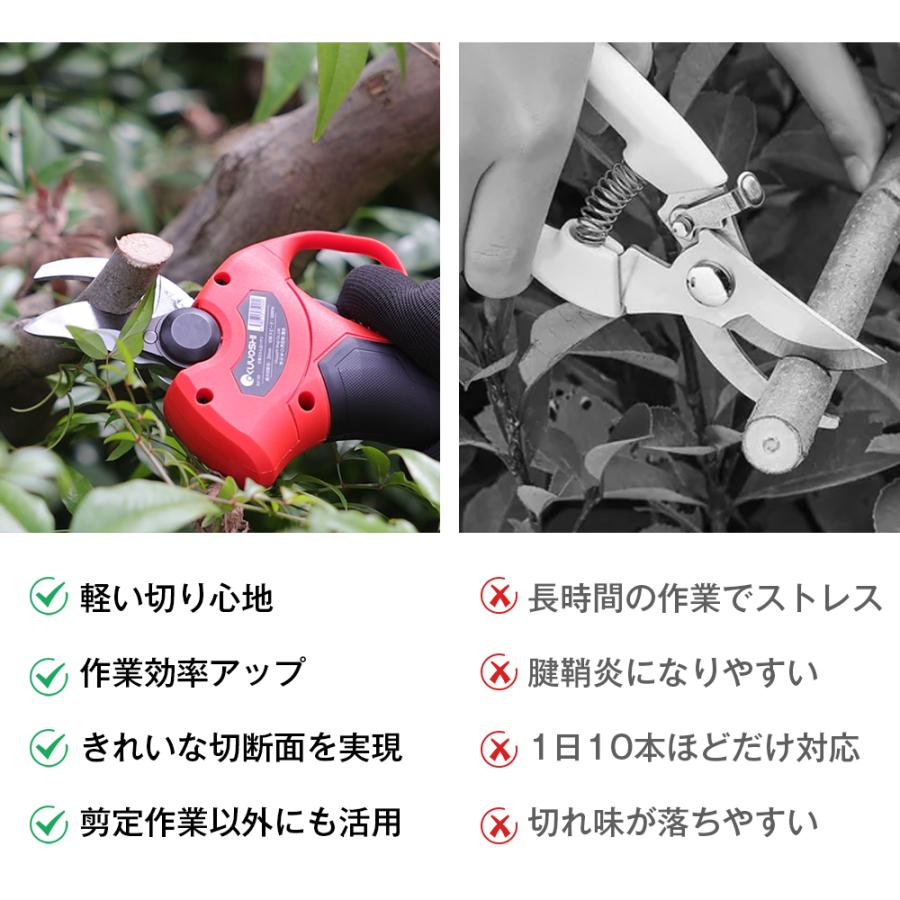 剪定ハサミ 大容量10段バッテリー 剪定ばさみ 充電式 電動高枝切り