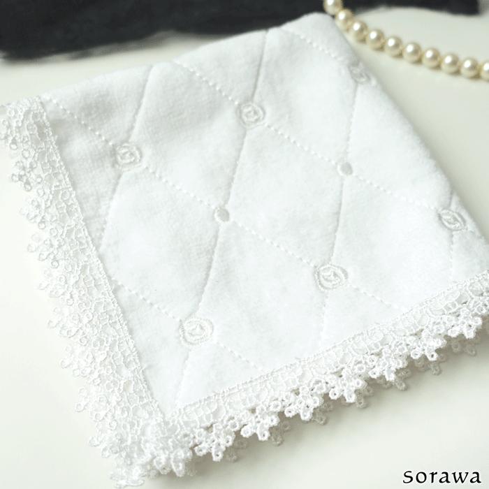 タオルハンカチ ハンカチ タオル 白 フォーマル 冠婚葬祭 刺繍 レース