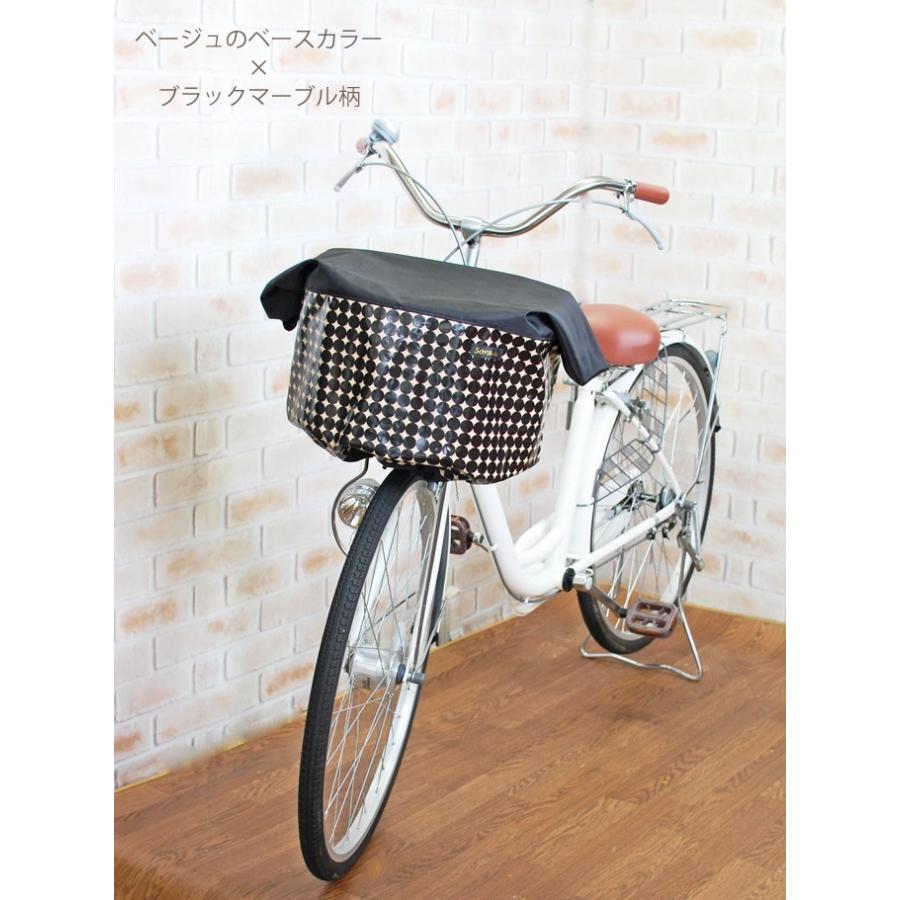エクストラワイドサイズ：ブラック&times;マーブル柄バスケットカバー（自転車前カゴカバー）