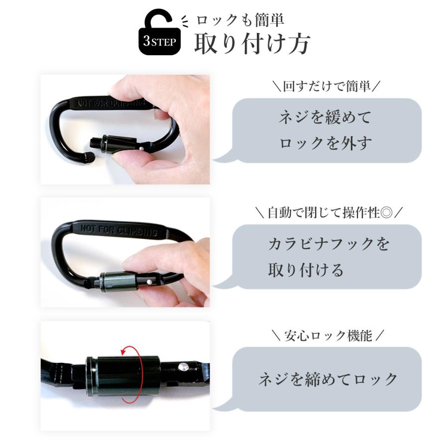 カラビナ フック ロック付き 10個 セット D型 キーホルダー 大きめ