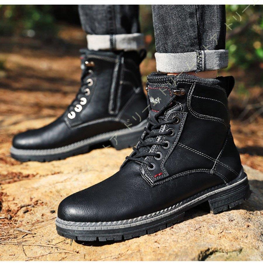 ブーツ メンズ 本革 ワークブーツ レザーブーツ 本皮 レザー シューズ ハイカット ラバーソール マウンテンブーツ 皮靴 秋冬 ライダーブーツ Huawuyu 0222 Sbx17 Skyストア 通販 Yahoo ショッピング