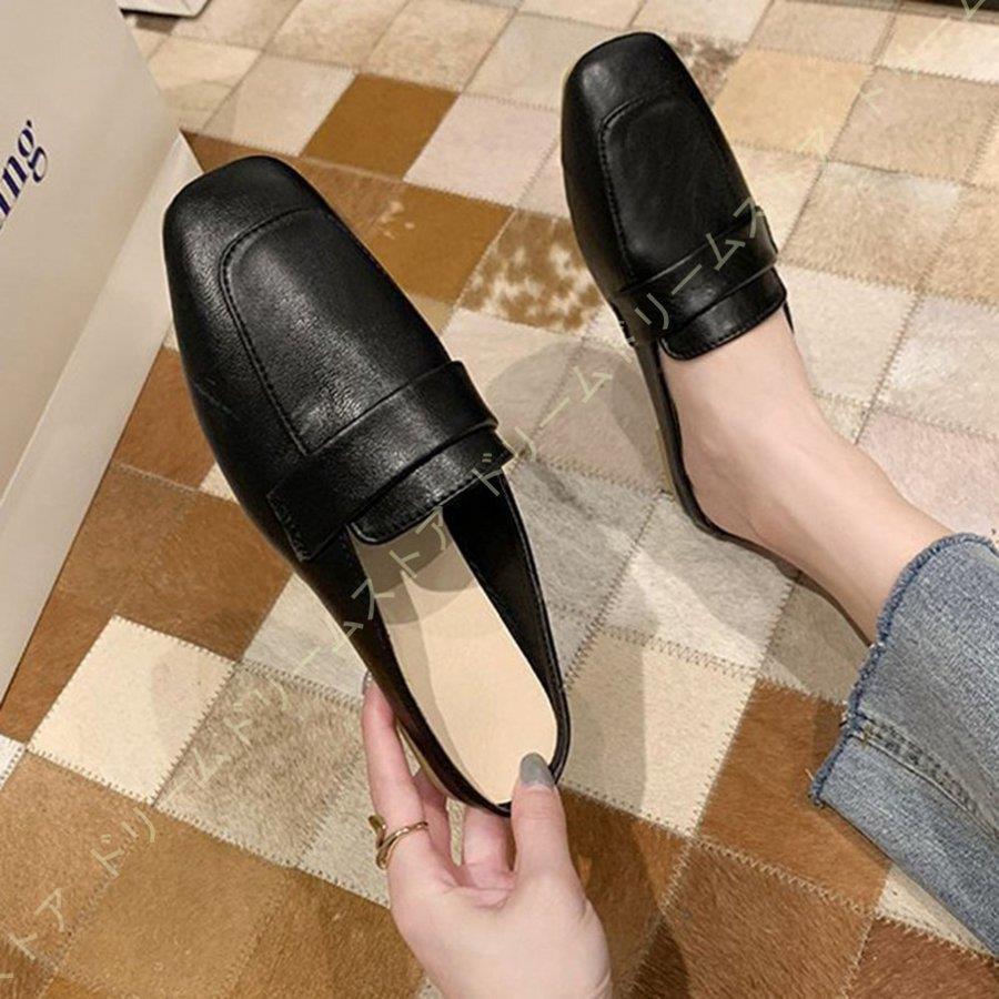 シューズ 靴 おしゃれ お洒落 きれいめ ぺたんこ カジュアル ギャザー サンダル シンプル スクエアトゥ スリッポン ニュアンスカラー フェイクレザー フォーマル ミュール レディースシューズ ローヒール 大人可愛い 履きやすい 柔らかい 歩きやすい 痛くない 軽い 超安い